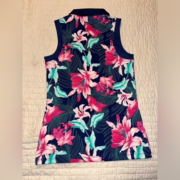 Tommy Bahama Racquet & Paddle Collared Sleeveless Too with Quarter Zip Size XS - Picture 4 of 4